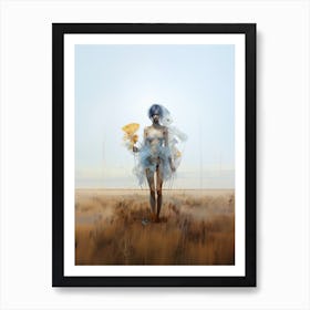 portrait of a woman in a field illustration 8 Art Print