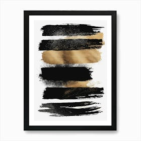 Black And Gold Brush Strokes 13 Art Print