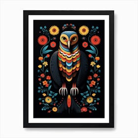 Folk Bird Illustration Falcon 5 Art Print