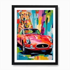 Ferrari 250 Gto Vintage Car With A Dog, Matisse Style Painting Art Print