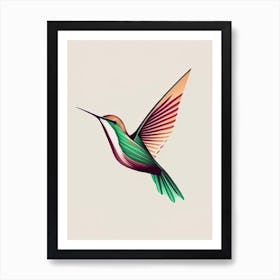 Berylline Hummingbird Retro Minimal 2 Art Print