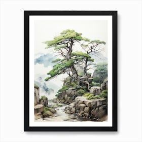 Yakushima Island In Kagoshima, Japanese Brush Painting, Ukiyo E, Minimal 3 Art Print