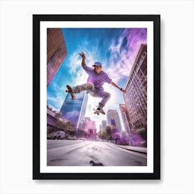 Skateboarding In Sydney, Australia Futuristic 2 Art Print