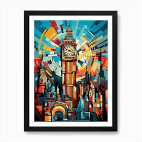 Big Ben Tower London II, Vibrant Abstract Modern Style Painting Art Print