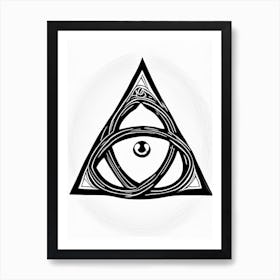 Triquetra, Symbol, Third Eye Simple Black & White Illustration 4 Art Print