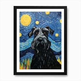 Giant Schnauzer Starry Night Dog Portrait Art Print