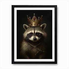 Vintage Portrait Of A Crab Eating Raccoon Wearing A Crown 2 Art Print