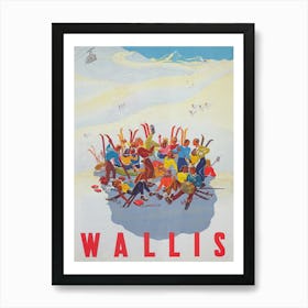 Wallis Switzerland Vintage Ski Poster Art Print