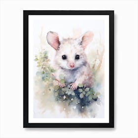 Light Watercolor Painting Of A Eucalyptus Loving Possum 2 Art Print