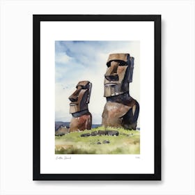 Easter Island Chile 2 Watercolour Travel Poster Art Print