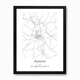 Auxerre,France Minimalist Map Art Print