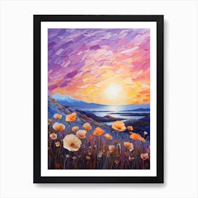 Sunset With Poppies Art Print