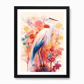 Bird Painting Collage Egret 2 Art Print