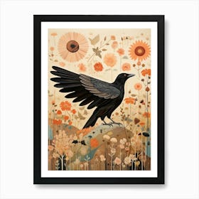 Crow 2 Detailed Bird Painting Art Print
