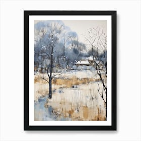 Winter City Park Painting Royal Park Kyoto 3 Art Print