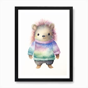 Baby Animal Watercolour Porcupine 1 Art Print