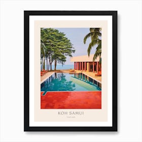 Koh Samui, Thailand Midcentury Modern Pool Poster Art Print