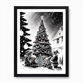 Christmas Tree By Person Art Print
