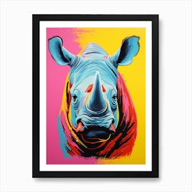 Rhino Pop Art Yellow Blue Pink 4 Art Print