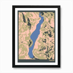 Konigssee Lake Bavaria Germany Hillshade Topographic Map Art Print
