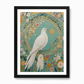 White Floral Dove Art Print