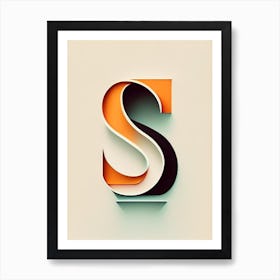 S, Letter, Alphabet Retro Minimal 2 Art Print