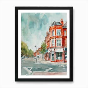 Wandsworth London Borough   Street Watercolour 2 Art Print