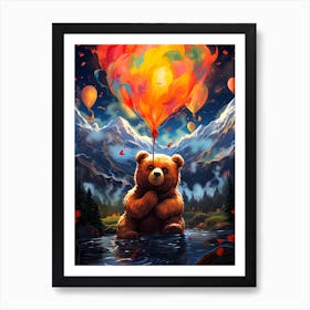 Bear With Balloons Art Print