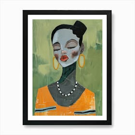 Woman With Earrings 5 Art Print