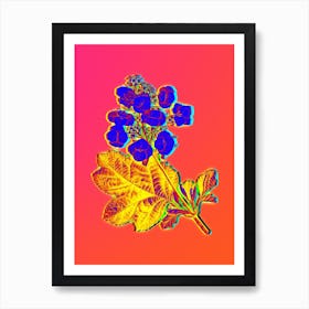 Neon Oakleaf Hydrangea Botanical in Hot Pink and Electric Blue n.0546 Art Print