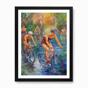 Triathlon In The Style Of Monet 1 Art Print