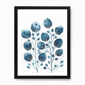 Indigo And Gold Floral 2 Art Print