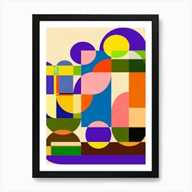 Eclectic Colorful Mid Century Mod Geometric Shapes Art Print
