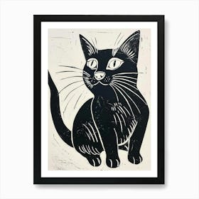 Japanese Bobtail Linocut Blockprint 5 Art Print