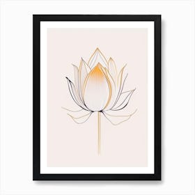 Sacred Lotus Minimal Line Drawing 3 Art Print