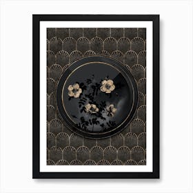 Shadowy Vintage White Candolle's Rose Botanical in Black and Gold n.0136 Art Print
