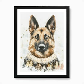 German Shepherd In Christmas Jumper Neutral Art Print