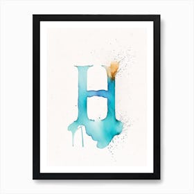 H, Letter, Alphabet Minimalist Watercolour 1 Art Print