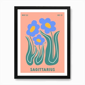 Sagitarius Print Zodiac Poster Astrology Wall Decor Flower Market Botanical Art Print