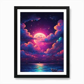 Moon And Clouds Art Print