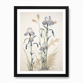 Ayame Japanese Iris 3 Vintage Japanese Botanical Art Print