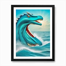 Blue Dragon In The Ocean 3 Art Print