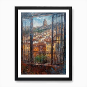 Window View Of Barcelona In The Style Of Impressionism 4 Art Print