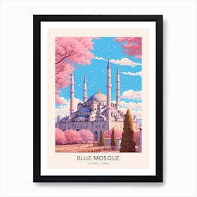 Blue Mosque Istanbul Turkey Travel Poster Art Print