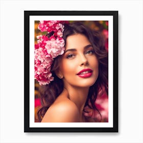 Beautiful Young Woman With Flowers Art Print