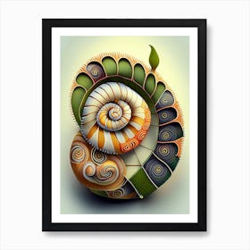 Ramshorn Snail  Patchwork Art Print