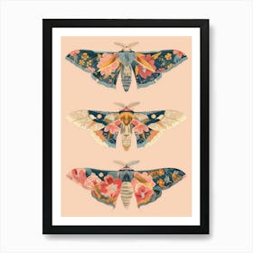 Pink Botanical Butterflies William Morris Style 7 Art Print