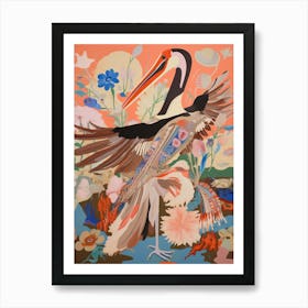 Maximalist Bird Painting Brown Pelican 3 Art Print