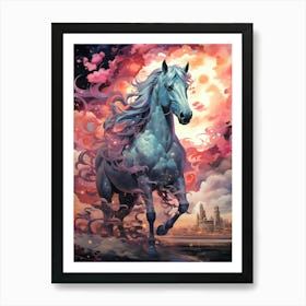 Blue Horse Art Print