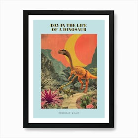 Dinosaur Walking A Dinosaur Retro Collage Poster Art Print